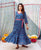 Azure Elegance Full-Length Hand Block Printed Dress
