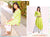 Tie And Dye Lime Green Asymmetrical Style Indo Western Dress
