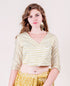 Mustard and Offwhite Chanderi Silk Blouse