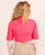 Red Mandarin Collar Front Button Crop Top Blouse