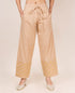 Beige Embroidered Solid Palazzo Pants