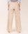 Beige Linen Solid Pants