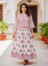 Red & White Striped Floral Handblock Cotton Co-ord Set