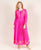 Full Sleeves Fuchsia Flared Hand Block Printed Rayon Dresses