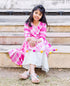 Cotton Tie Dye Asymmetrical Kurta Dress In Pink And White