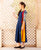 Rayon Tasseled Long Dress In Blue And Yellow