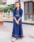 Indigo Blue Long Gota Gown Dress for Baby Girl