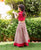 Red and White Top with Block Printed Skirt