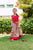 Red and White Top with Block Printed Skirt