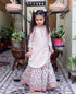 Pink Embroidered Straight Short Kurta with Printed Sharara