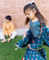 Peacock Blue Hand Block Printed Sharara Set for Girl