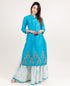 Pencil Cut Dupion Embroidered Kurta With Skirt