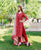 Red Embroidered Straight Kurta