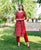 Red Embroidered Straight Kurta