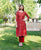 Red Embroidered Straight Kurta