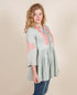 Front Body Top In Mint Green With Peach Embroidery