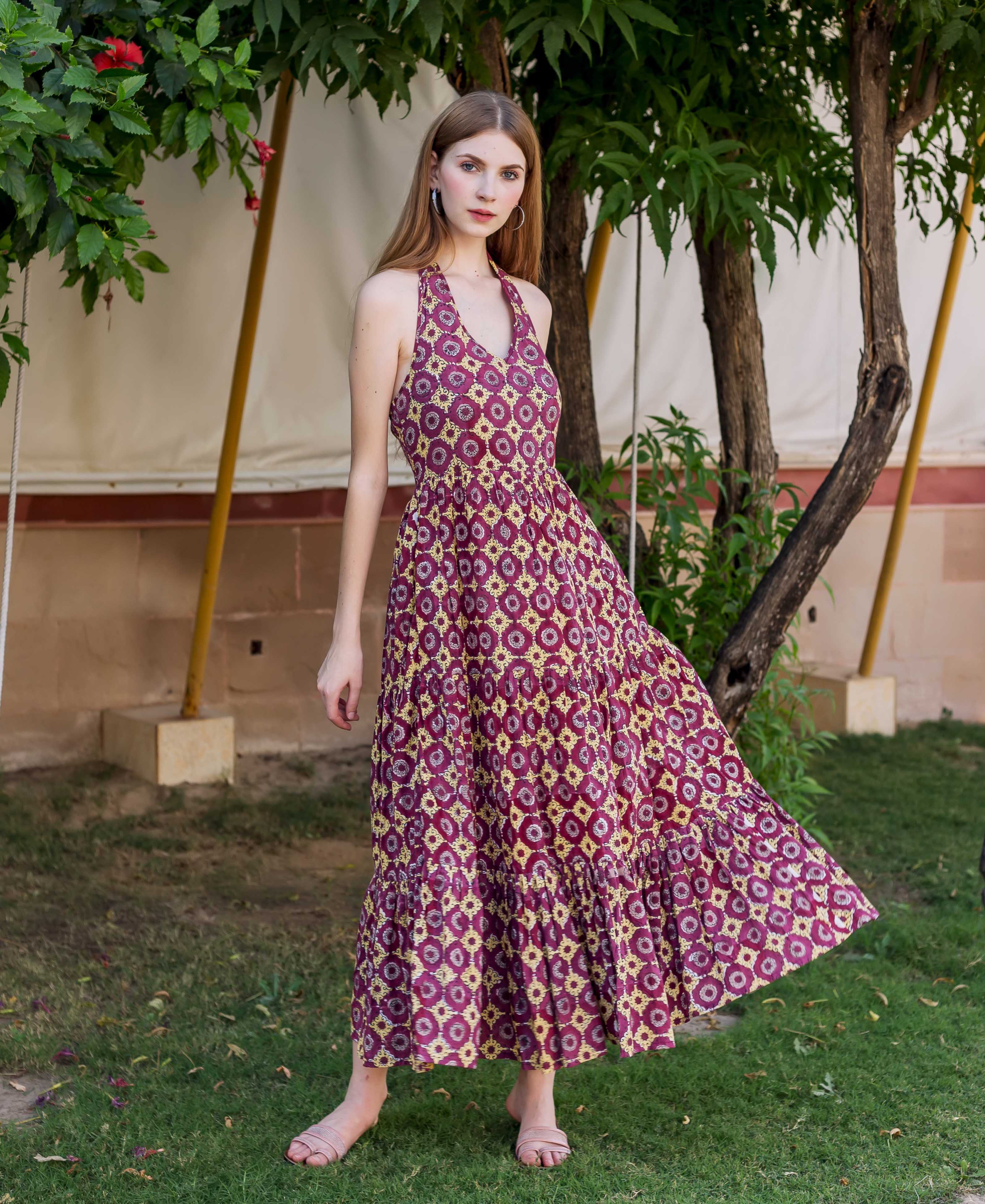 Wine Halter Neck Dress - 3XL Wine Halter Neck Dress - 3XL