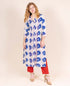 White and Blue Hand Block Printed Indo Western Kurta