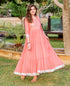 Peach Kota Doriya Tiered Long Dress