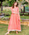 Peach Kota Doriya Tiered Long Dress