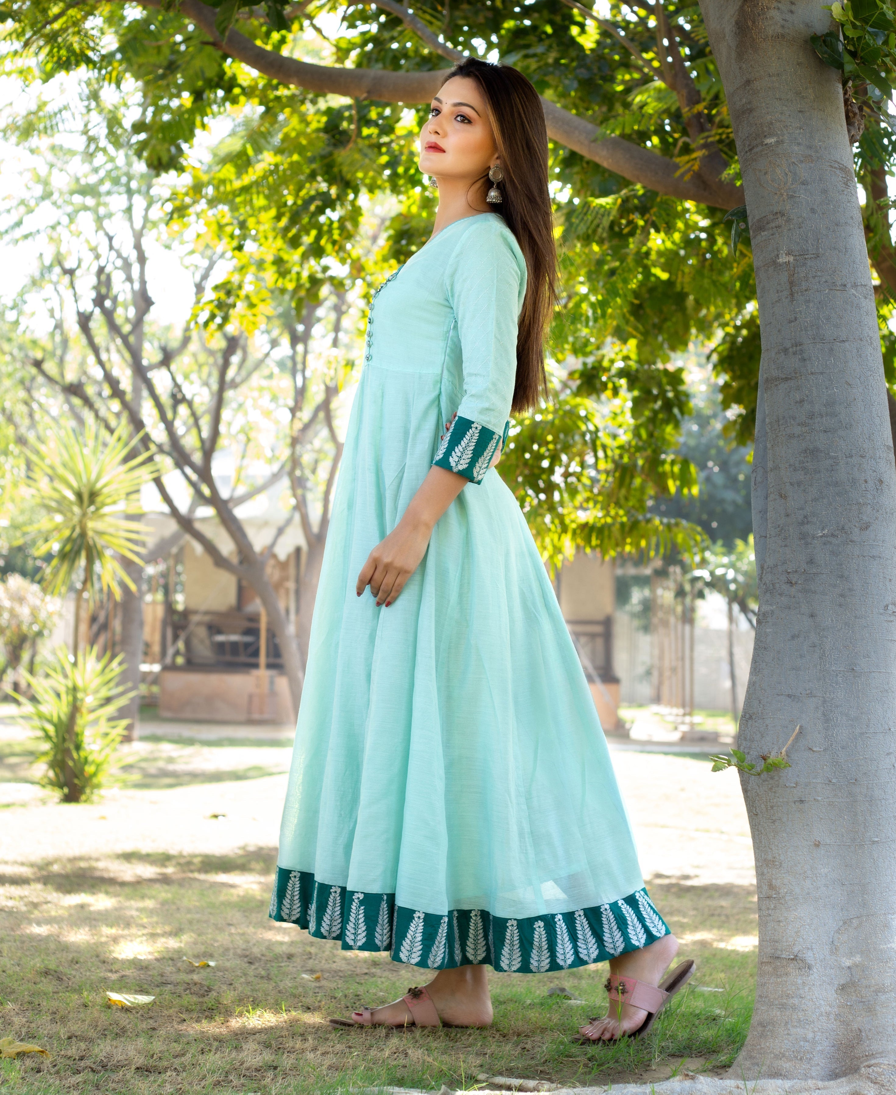 Noora Mint Green Hand Embroidered Angrakha Style Dress - 4XL / No Dupatta Noora Mint Green Hand Embroidered Angrakha Style Dress - 4XL / No Dupatta