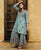 Turkish Blue Hand Block Printed  Kurta and Sharara