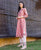 Peach Block Printed and Embroidered Straight Kurta