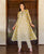 White and Ochre Hand Block Printed A-Line Kurta