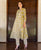 White and Ochre Hand Block Printed A-Line Kurta