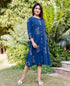 Indigo Block Printed Knee Length Dress