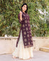 Wine and Creme Gold Printed Sharara Kurta