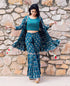 Peacock Blue Hand Block Printed  Sharara Set