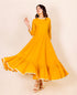 Mustard Anarkali Dress with Mirror Work