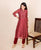 Burgundy Bandhej Printed and Embroidered Kurta