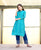 Nirvi Deep Sky Blue Gold Printed Kurta