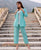 Aqua Blue Linen Power Suit Set