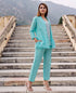 Aqua Blue Linen Power Suit Set