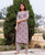 Grey and Pink Hand Block Printed Kurta