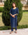 Aabha Navy Blue and Yellow Embroidered Kurta