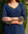 Aabha Navy Blue and Yellow Embroidered Kurta