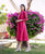 Magenta Bandhej Printed and Embroidered Kurta