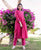 Magenta Bandhej Printed and Embroidered Kurta