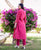 Magenta Bandhej Printed and Embroidered Kurta