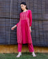 Magenta Bandhej Printed  and Embroidered Kurta