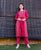 Magenta Bandhej Printed  and Embroidered Kurta