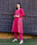 Magenta Bandhej Printed  and Embroidered Kurta