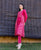 Magenta Bandhej Printed  and Embroidered Kurta