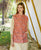 Peach Quilted Chanderi Block Printed Jacket