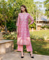 Pink Hand Block Printed and Embroidered Kurta