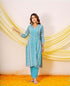 Amara Luxurious Blue Hand Block Printed Chanderi Kurta